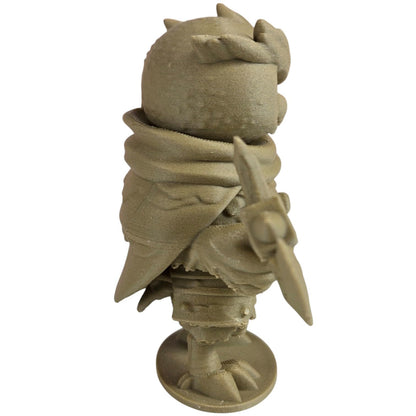 The Champion Owl Figurine – Fantasy Owl Warrior with Double Axe & Battle Gear – Owls & Dragons Collection – Paintable Display Miniature – 3D Printed in Canada
