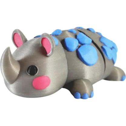 Adorable Rhino Figurine with Articulated Body – 3D Printed in Canada