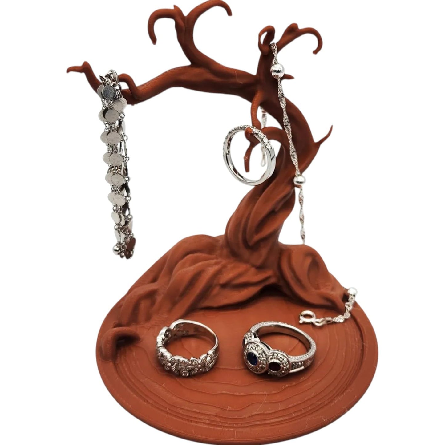 Namibian Acacia Jewelry Tree Stand – Elegant Tree-Shaped Earring, Ring & Bracelet Holder for Dresser or Vanity – 3D Printed in Canada