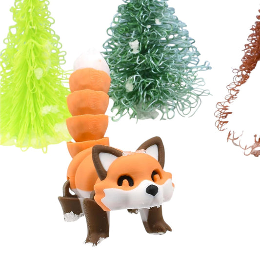 Articulated Fox Figurine – Flexible Red Fox Fidget Collectible for Desk or Shelf Décor – Cute Posable Animal Gift for Teens & Adults – 3D Printed in Canada