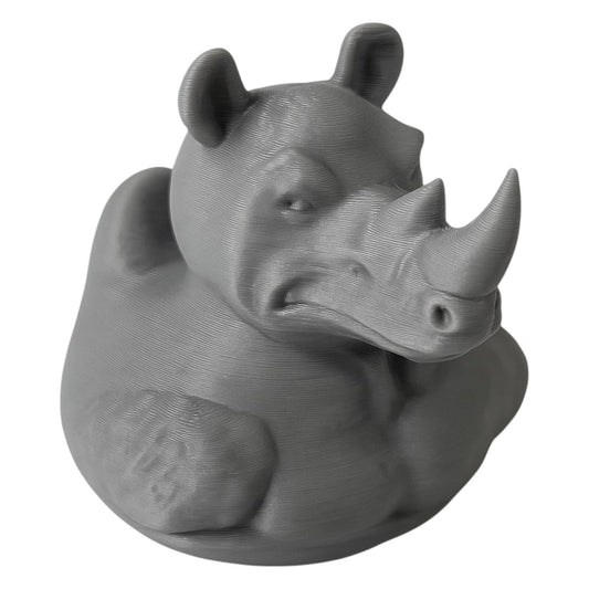 Rhino Duck Figurine – Funny Hybrid Rhino Rubber Duck Statue for Shelf, Desk, or Bathroom Decor – 3D Printed in Canada