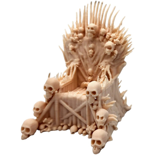 Throne of Bone Miniature – Gothic Skull Throne for Fantasy Dioramas, RPG Displays, or Collectible Shelves – 3D Printed in Canada