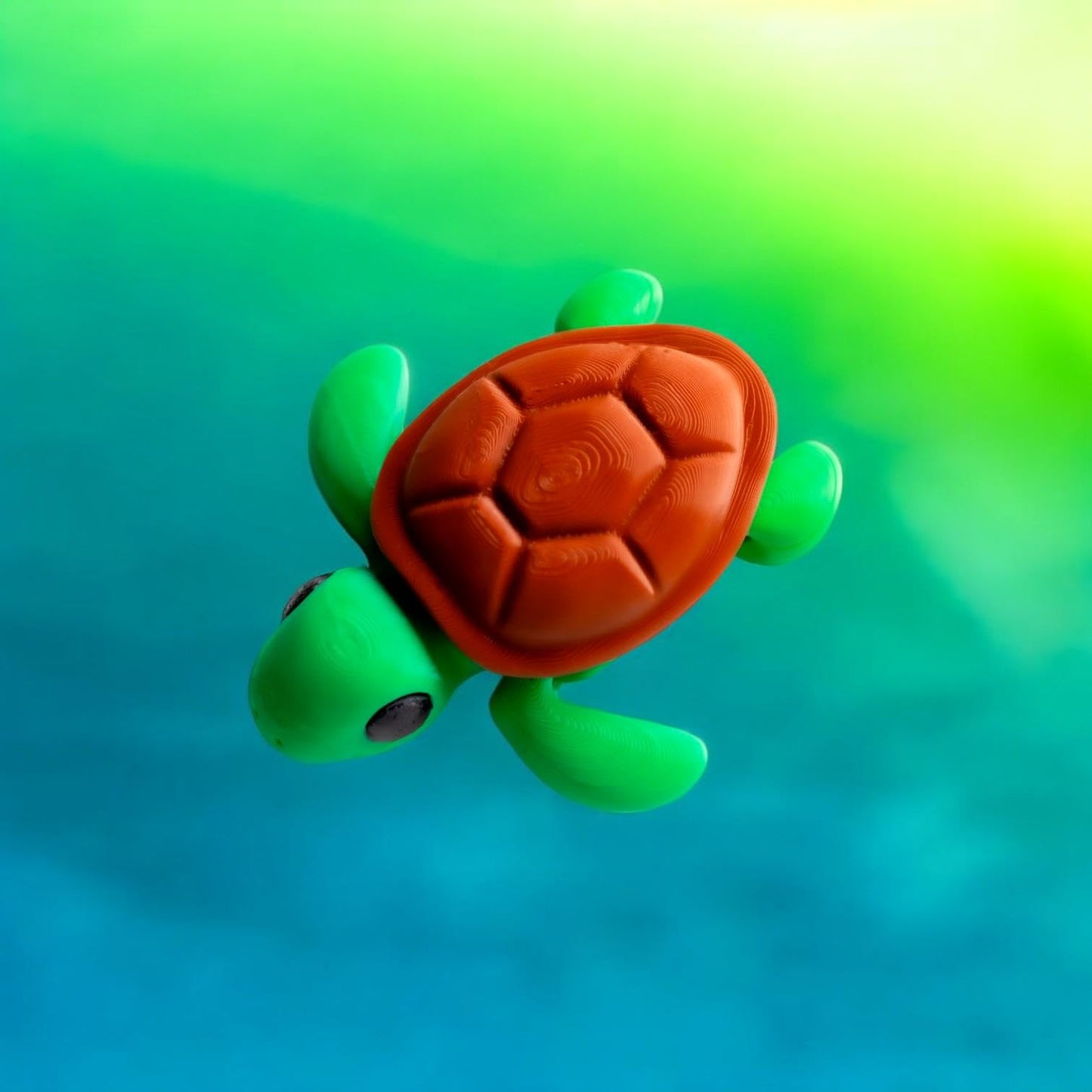 Mini Baby Turtle Figurines – Set of 5 Ocean Animal Minis with Big Eyes – Kawaii Wigglitz Sea Shelf Decor – 3D Printed in Canada