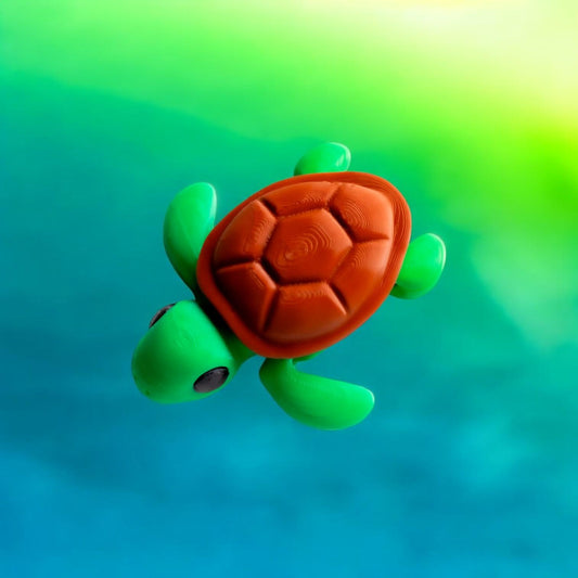 Mini Baby Turtle Figurines – Set of 5 Ocean Animal Minis with Big Eyes – Kawaii Wigglitz Sea Shelf Decor – 3D Printed in Canada