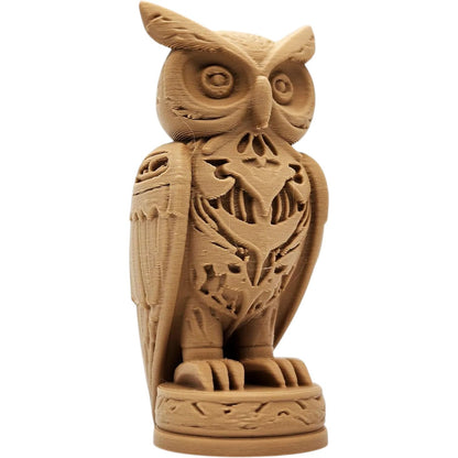 Wood-Carved Owl Totem Statue – Symbolic Decorative Sculpture in Wood PLA – 3D Printed in Canada