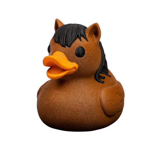 Horse Duck Figurine – Funny Rubber Duck Crossover with Mane – Farm Animal Hybrid Collectible for Teens & Adults – 3D Printed in Canada