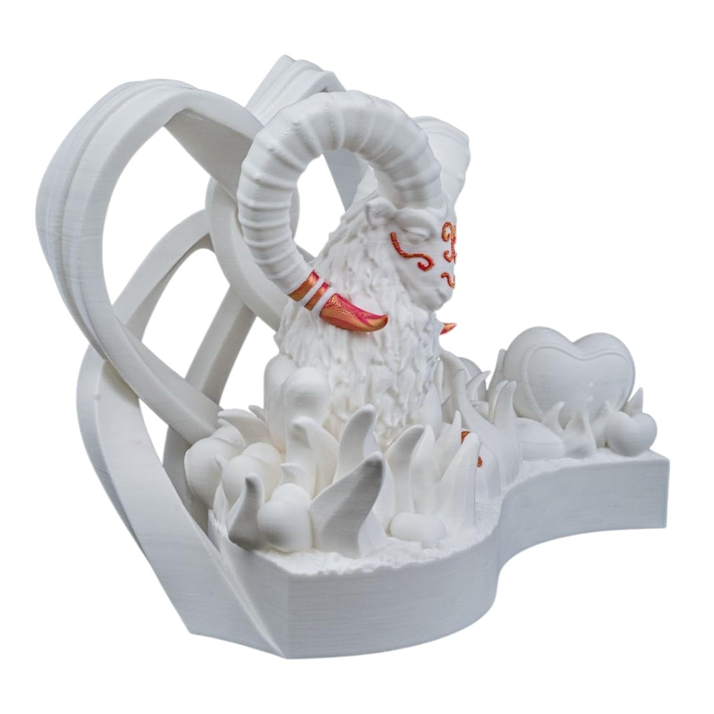 Aries Zodiac Ram Figurine with Heart Motif – Astrology Home Decor for Aries Lovers and Valentine’s Day Gift – 3D Printed in Canada