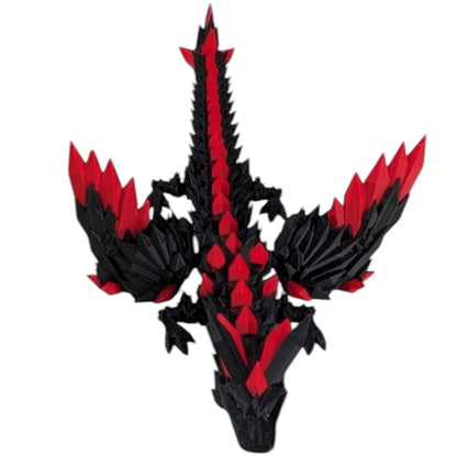 Articulated CrystalWing Dragon Figurine – Ruby Inferno – Desk Fidget for Teens & Adults – Stress Relief & Collectible – 3D Printed in Canada