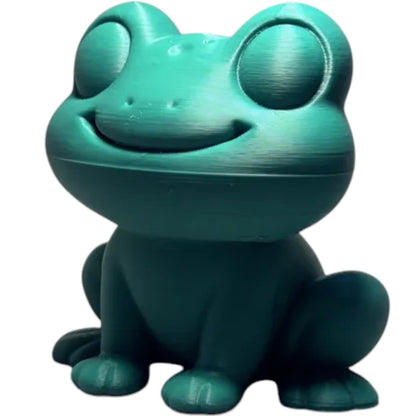 Smiling Frog Figurine – Cute Frog Statue for Shelf, Desk, or Garden Decor – 3D Printed in Canada