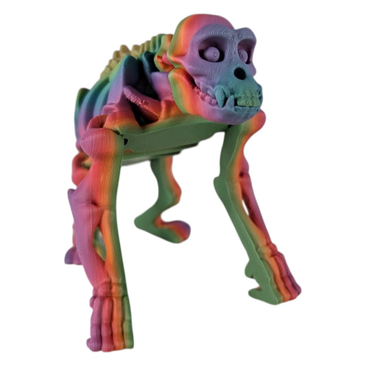 Skeleton Chimp Figurine – Articulated Primate Desk Fidget – Gothic Collectible & Stress Relief – 3D Printed in Canada