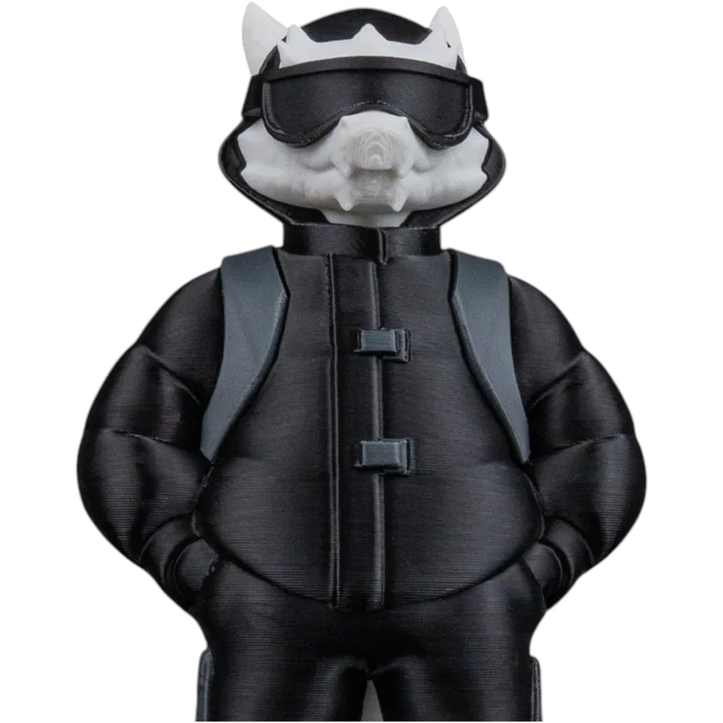 Tylrethar “Tyler” Urban Beast Figurine – 3D Printed Monster in Black Puffer Jacket & Backpack – Designer Toy for Collectors, Teens & Adults – 3D Printed in Canada