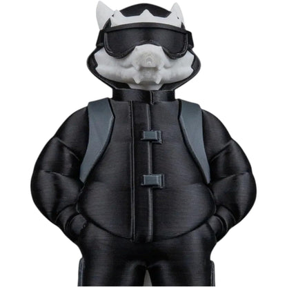 Tylrethar “Tyler” Urban Beast Figurine – 3D Printed Monster in Black Puffer Jacket & Backpack – Designer Toy for Collectors, Teens & Adults – 3D Printed in Canada