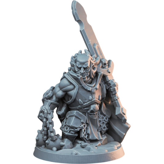 Savage Dwarf Dark Knight with Spiked Flail & Greatsword Miniature for Fantasy Tabletop RPG, Wargaming Armies & Display – 3D Printed in Canada