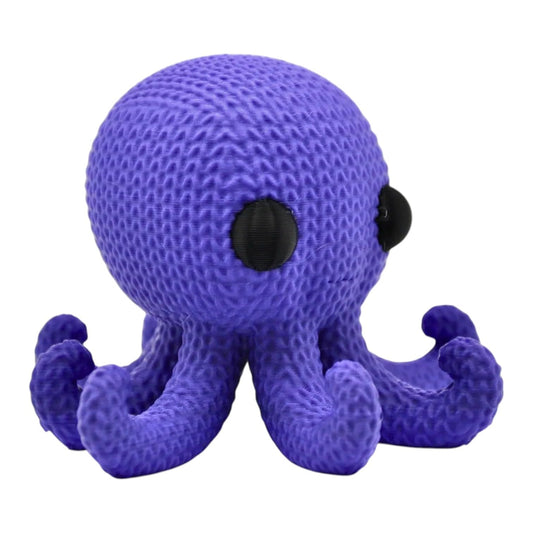 Knitted Octopus Figurine – Cozy Faux-Yarn Sea Creature Sculpture with Big Eyes & Curled Tentacles – 3D Printed in Canada