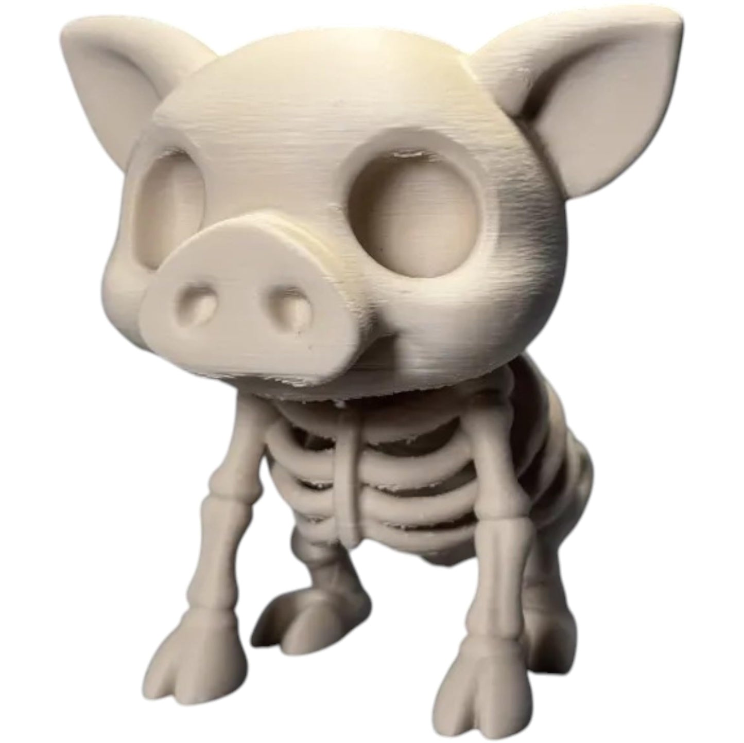 Chibi Skeleton Pig Figurine – Cute Creepy Undead Piglet Collectible for Desk or Shelf Display – 3D Printed in Canada