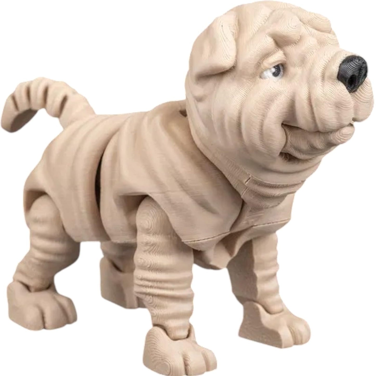 Louis The Shar Pei Dog Figurine – Articulated, Poseable Shar-Pei Statue for Desk or Shelf – Wrinkly Puppy Fidget Collectible for Dog Lovers – 3D Printed in Canada