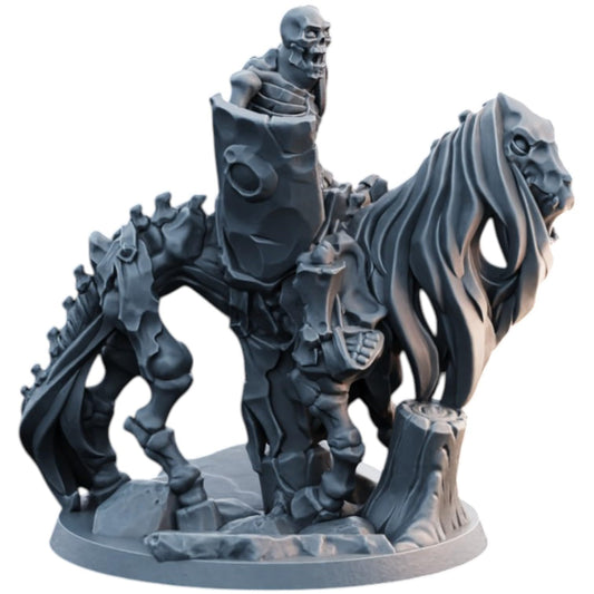 Undead Skeleton Rider on Skeletal Warhorse Miniature for Tabletop RPG, Fantasy Dioramas & Painting – 3D Printed in Canada