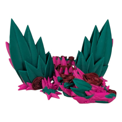 Articulated RoseWing Dragon Figurine – Poseable Desk Toy, Fidget Stress Relief, Fantasy Collectible for Teens & Adults - Made in Canada