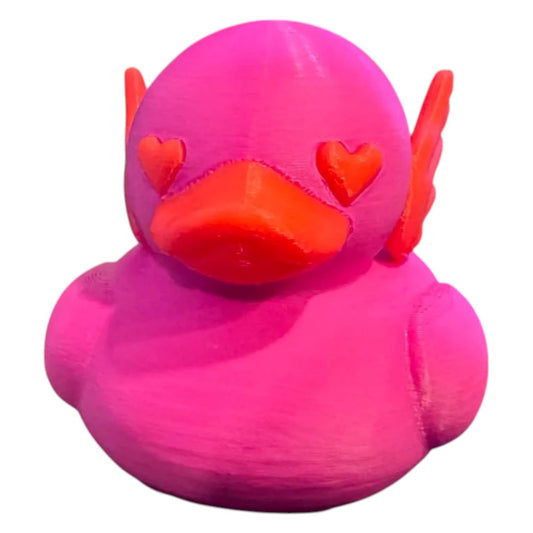 Valentine’s Love Duck Figurine – Pink Rubber Duck with Heart Eyes & Wings for 4x4 Adventure Ducking – Cruise Ship Hiding Games & Romantic Desk Decor Gift – 3D Printed in Canada