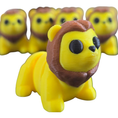 Cute Articulated Lion Figurine with Cartoon Eyes – Roaring Safari Desk Fidget Toy for Teens & Adults – Flexible Jungle Animal for Stress Relief & Decor – 3D Printed in Canada