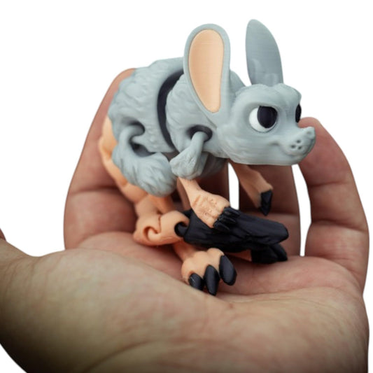 Poseable Jerboa Fidget Figurine – Articulated Desert Creature with Movable Joints – Collectible Animal Model for Desk, Shelf or Stress Relief – 3D Printed in Canada