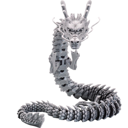 Articulated Dragon Figurine – Flexible DIY Paintable Fidget Sculpture for Desk Display or Gifts – Mythical Collectible for Teens and Adults – 3D Printed in Canada