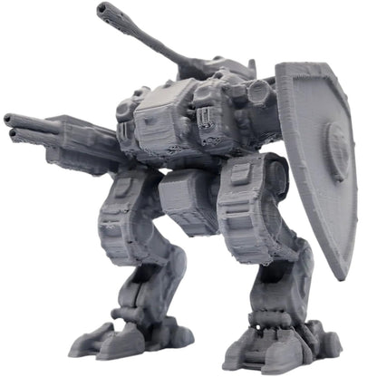 Bipedal Battle Mech Figurine with Shield – Heavy Armor Mecha Model for Display & Collection – Fidget Friendly Desk Toy for Teens and Adults – 3D Printed in Canada