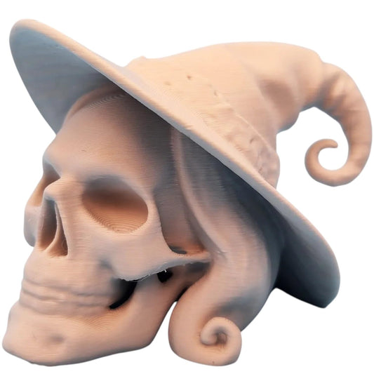 Witch Skull Miniature – Fantasy Skull with Hat for Halloween Displays, RPG Terrain, Spellcaster Dioramas & Gothic Decor – 3D Printed in Canada
