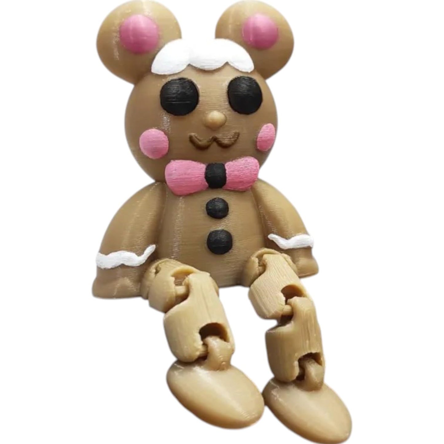 Articulated Gingerbread Girl – Cute Holiday Shelf Sitter Figurine with Dangling Legs – 3D Printed in Canada