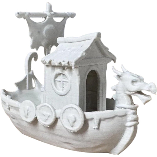 Dragon Spirit Longship – Fantasy Viking-Inspired Miniature with Fierce Dragon Head Prow – 3D Printed in Canada