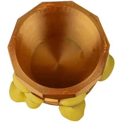 Hive Minded Honeycomb Planter – 3D Printed Hexagonal Pot with Yellow Honey Drips – Unique Plant Holder for Desk, Shelf or Gift Décor – 3D Printed in Canada