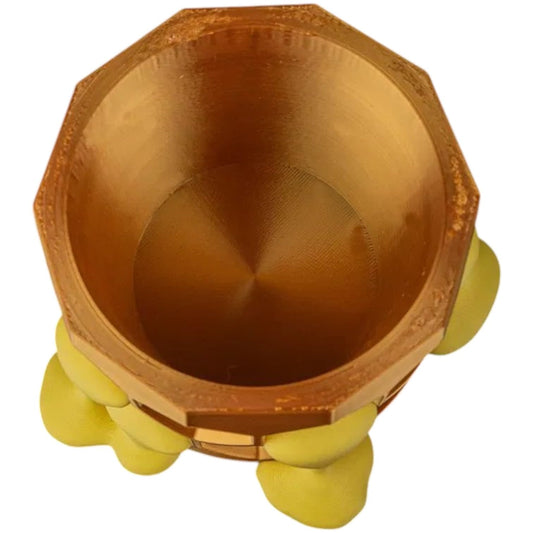 Hive Minded Honeycomb Planter – 3D Printed Hexagonal Pot with Yellow Honey Drips – Unique Plant Holder for Desk, Shelf or Gift Décor – 3D Printed in Canada