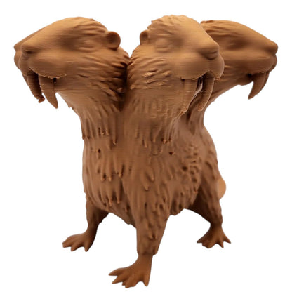 Beaverus Triple-Headed Beaver Figurine – Creepy Creature from The Abominations Series – 3D Printed in Canada