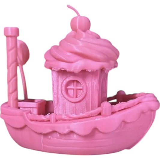 Cupcake Boat – Sweet Dessert-Inspired Ship Figurine with Frosting Swirls & Cherry Top – 3D Printed in Canada