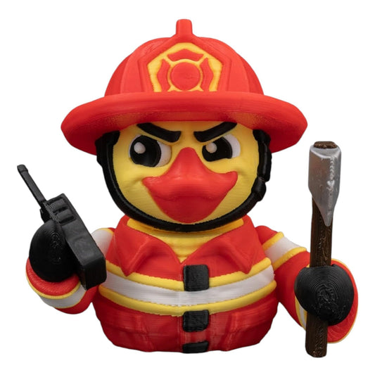 FireFeather Male Duck Figurine – Firefighter-Themed Car Dashboard & Desk Decor – Heroic Collectible – 3D Printed in Canada