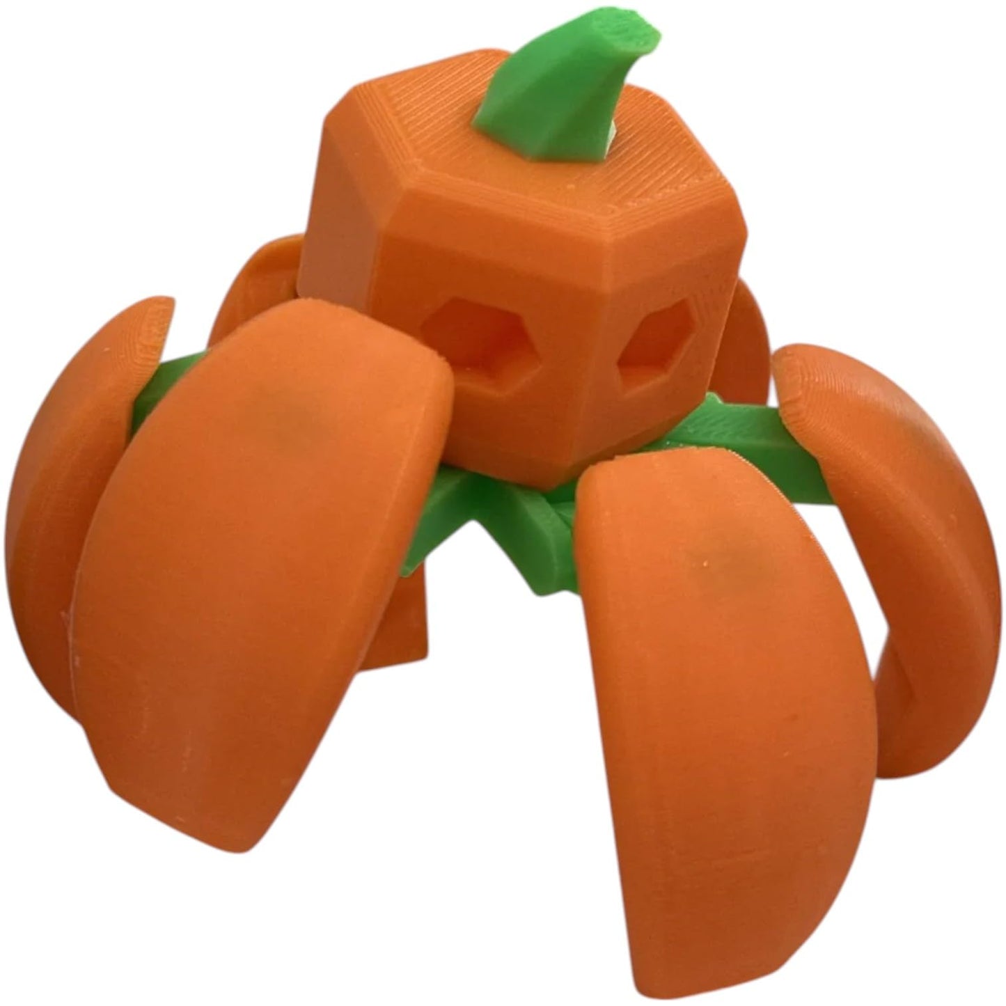 Transforming Pumpkin Mini-Mecha Model Kit by Kitcrafters – 14 Parts with Hidden Legs & Articulated Opening Shell – Halloween Fidget Bot – 3D Printed in Canada