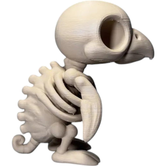 Chibi Skeleton Vulture Figurine – Cute Creepy Undead Bird of Prey Collectible for Gothic Décor or Desk Display – 3D Printed in Canada