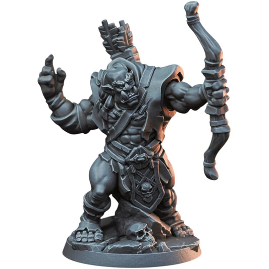 Ork Archer Miniature for Tabletop RPG, Wargaming & Painting – Fantasy Orc Warrior with Bow for Dungeon Encounters & Armies – 3D Printed in Canada