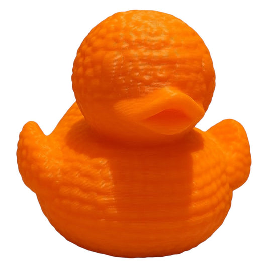 Osage Orange Duck Figurine – Vibrant Textured Rubber Duck Style Decoration for Desk, Shelf or Collectors – 3D Printed in Canada