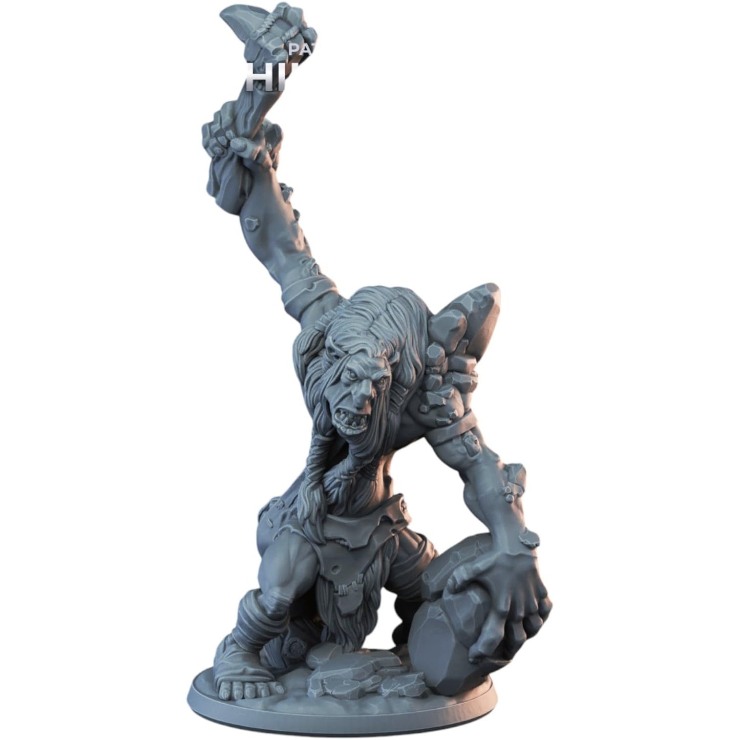 Furious Hill Troll Fantasy Miniature Figure for Tabletop RPGs, Dioramas & Collector Displays – 3D Printed in Canada
