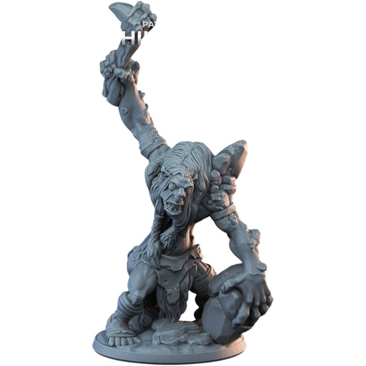 Furious Hill Troll Fantasy Miniature Figure for Tabletop RPGs, Dioramas & Collector Displays – 3D Printed in Canada