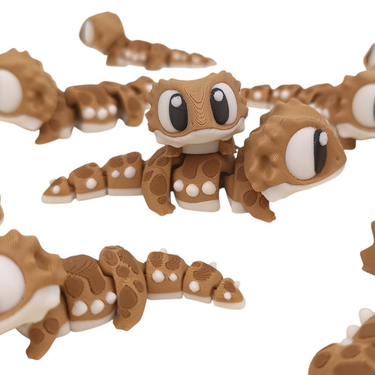 5-Pack Mini Baby Bearded Dragon Figurines – Articulated Desk Pet Reptiles, Collectible Pocket Dragons, Fidget Toys for Teens & Adults – 2 Inch Poseable Figures – 3D Printed in Canada