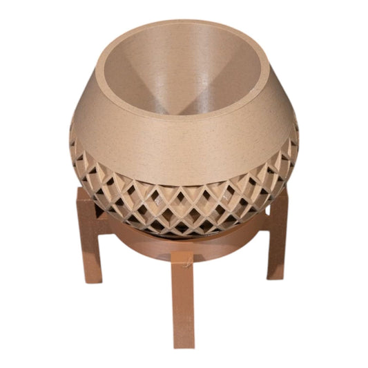 Geometric Indoor Planter with Stand – Modern 3D Printed Plant Pot with Drainage Holes – Minimalist Home & Office Décor – Made in Canada