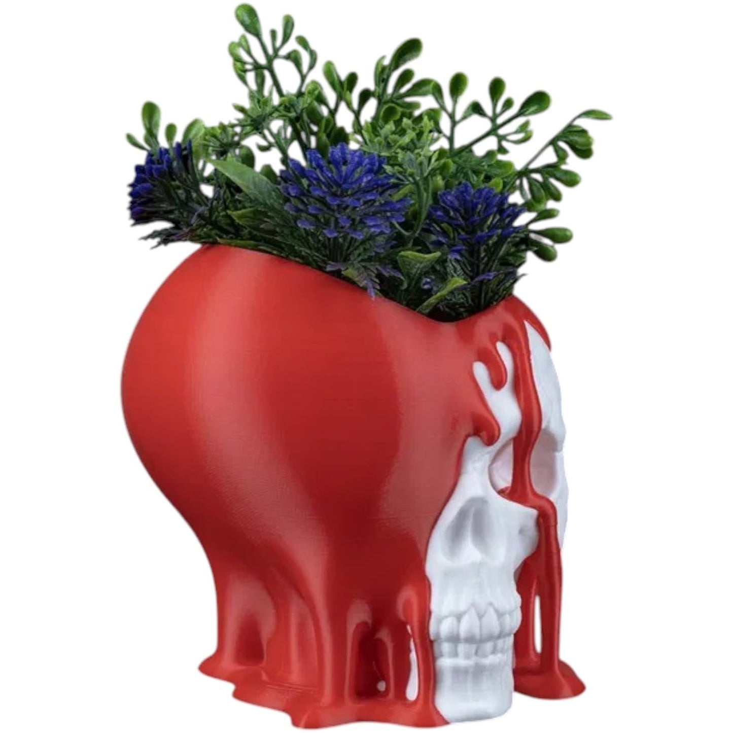 Love Decay Skull Planter – Gothic 3D Printed Skull Pot with Red Dripping Detail – Unique Decorative Vase for Plants, Succulents or Crafts – 3D Printed in Canada