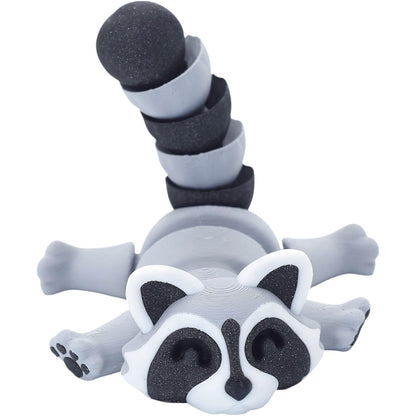 Articulated Trash Panda Raccoon Figurine with Trash Can – 3D Printed in Canada