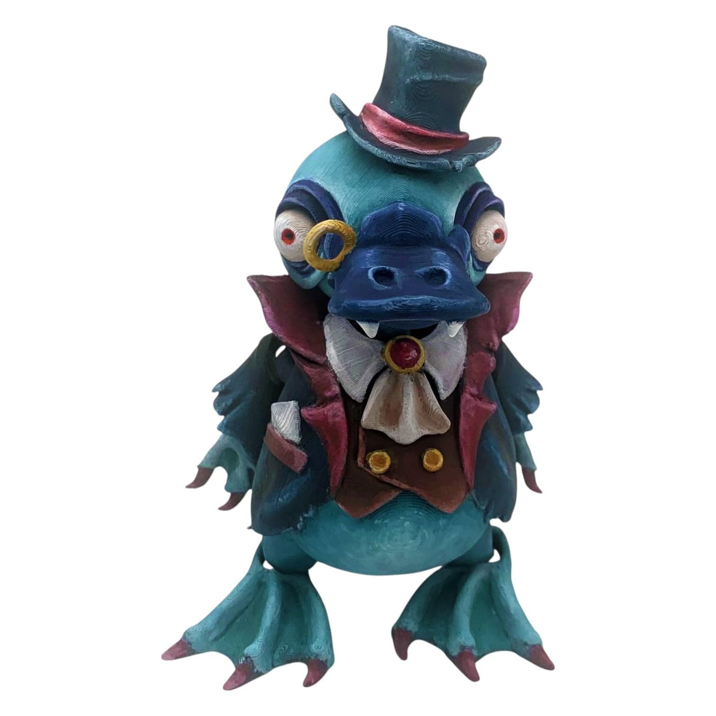 Articulated Twisty Count Platypus – Eccentric Vampire-Inspired Platypus Action Figure Statues with Top Hat, Monocle & Gothic Cape, Fantasy Creature Collectible – 3D Printed in Canada