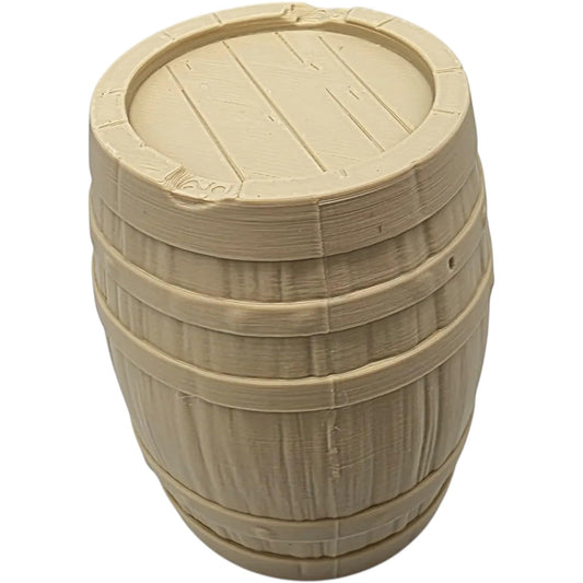 Miniature Barrel Cask – High-Detail Fantasy Barrel Prop for Tabletop Terrain, Dioramas, or Rustic Decor Displays – 3D Printed in Canada