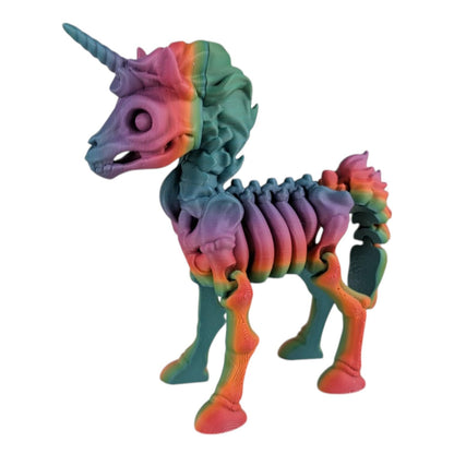 Skeleton Unicorn Figurine – Articulated Gothic Fantasy Desk Fidget for Teens & Adults – Mythical Collectible & Stress Relief – 3D Printed in Canada
