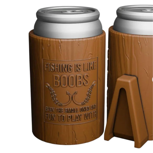 Fishing Joke Can Keeper – Funny “Fishing Is Like Boobs” Quote Beer Holder for Campers & Outdoorsmen – 3D Printed in Canada