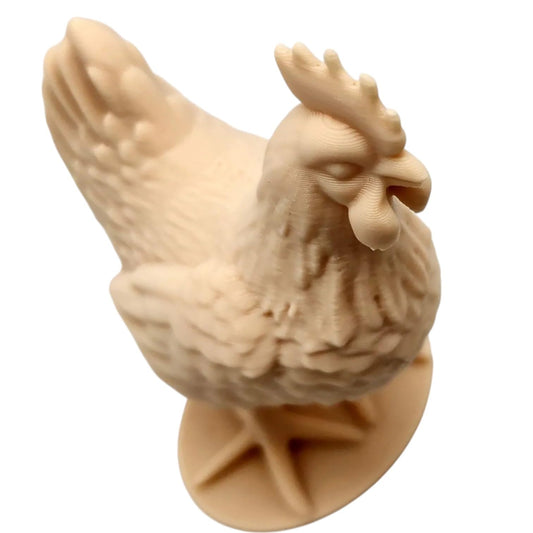 Rustic Chicken Figurine with Feathered Detail – Farmhouse Hen Sculpture for Shelf, Desk, or Display – 3D Printed in Canada